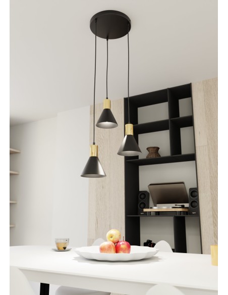 Lampa wisząca ROSA 3 PREM black EMIBIG