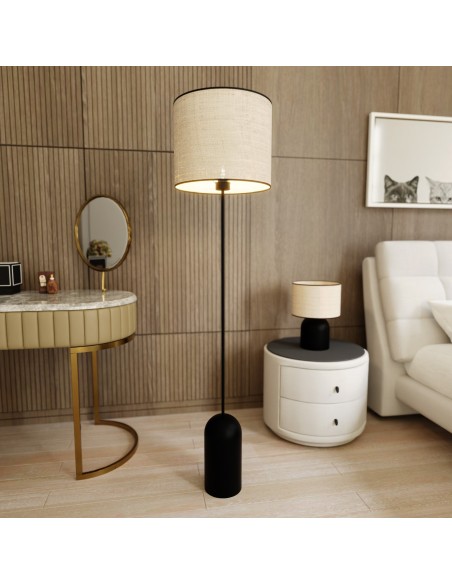 Lampa podłogowa ASPEN LP1 BLACK/RATTAN EMIBIG