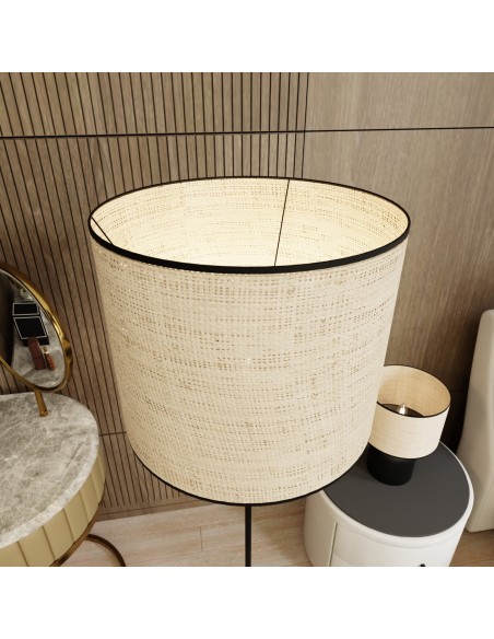 Lampa podłogowa ASPEN LP1 BLACK/RATTAN EMIBIG