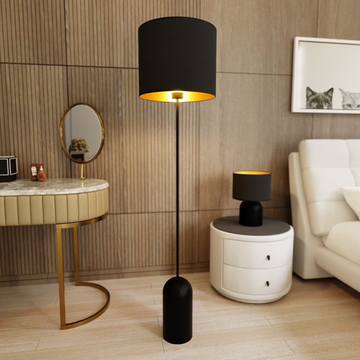 Lampa podłogowa ASPEN LP1 BLACK/GOLD EMIBIG