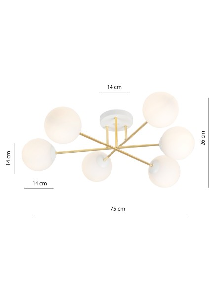 Lampa sufitowa MAGNUM 6 WH OPAL EMIBIG