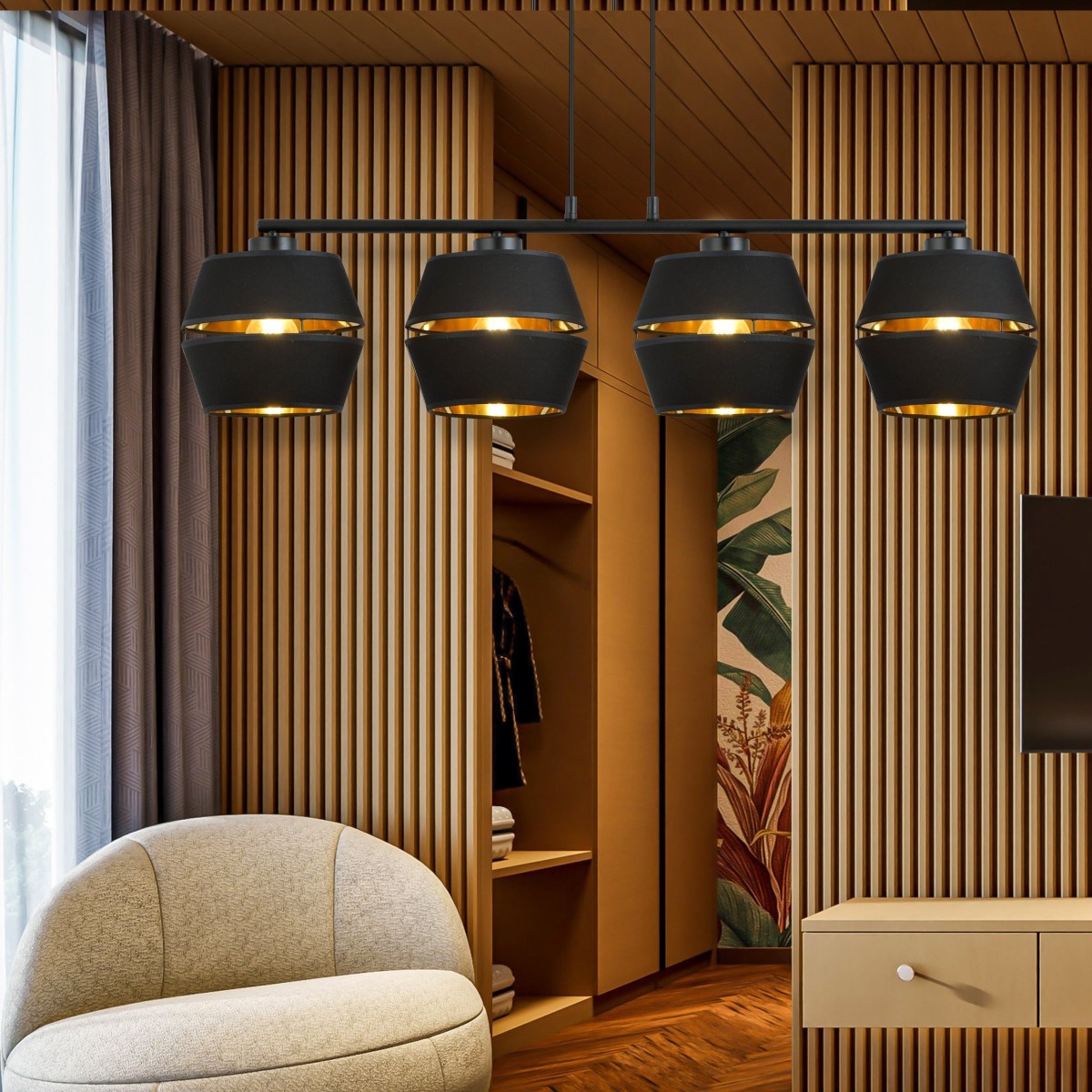 Lampa wisząca PIANO 4 BLACK EMIBIG