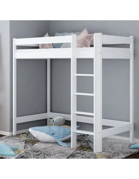 Łóżko drewniane antresola biały MEBLE WRÓBEL
