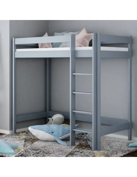 Łóżko drewniane antresola szary MEBLE WRÓBEL