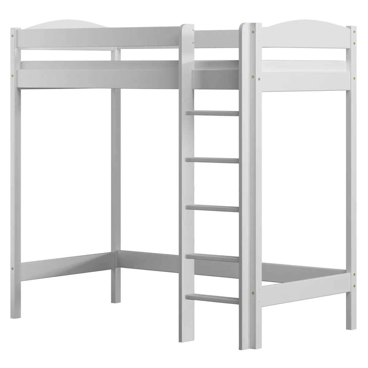 Łóżko drewniane antresola z łukiem biały MEBLE WRÓBEL