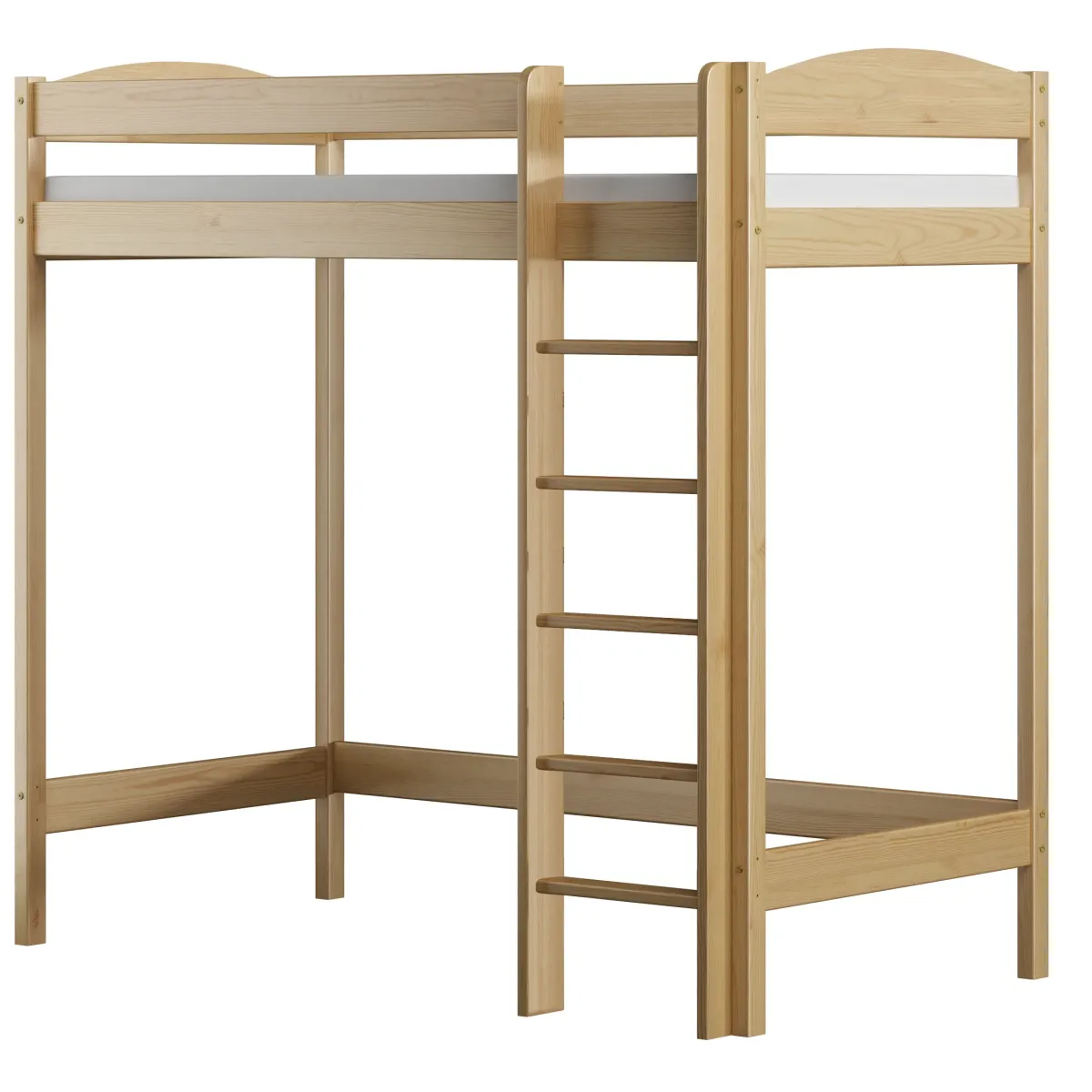 Łóżko drewniane antresola z łukiem sosna MEBLE WRÓBEL