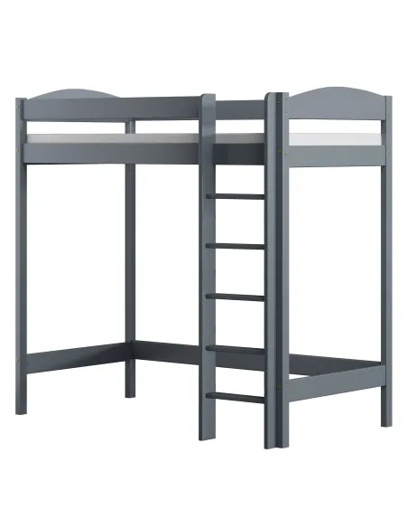 Łóżko drewniane antresola z łukiem szary MEBLE WRÓBEL