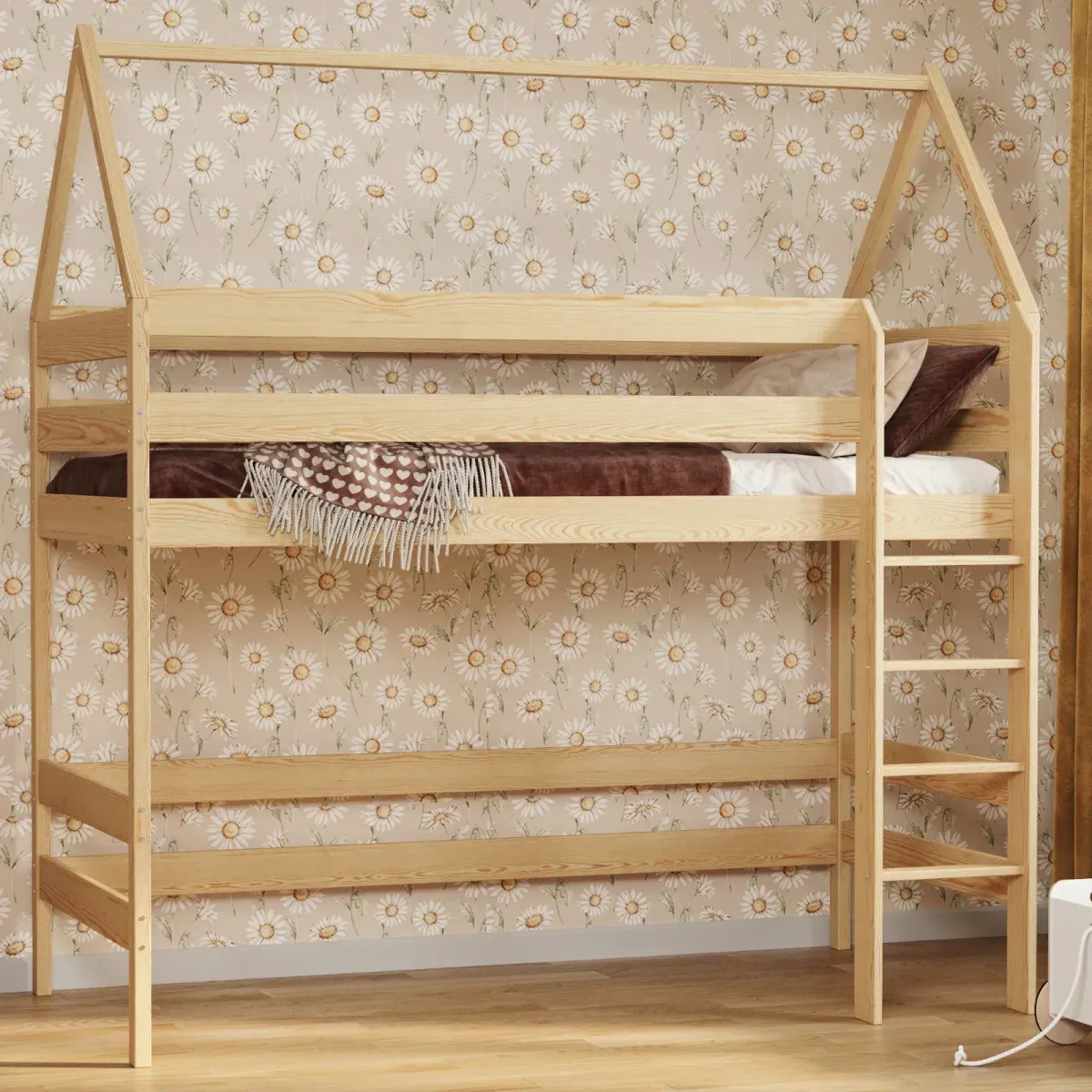 Łóżko drewniane antresola DOMEK sosna MEBLE WRÓBEL