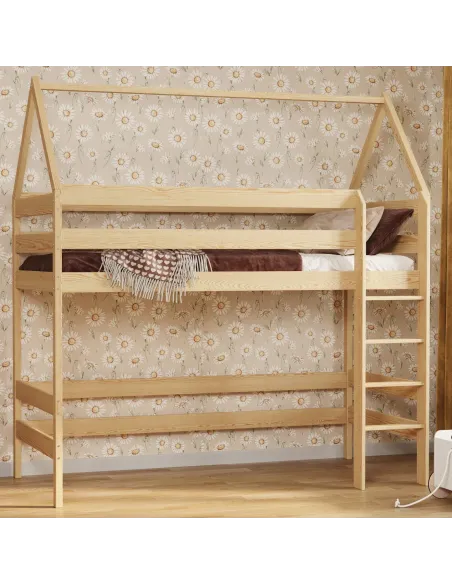 Łóżko drewniane antresola DOMEK sosna MEBLE WRÓBEL
