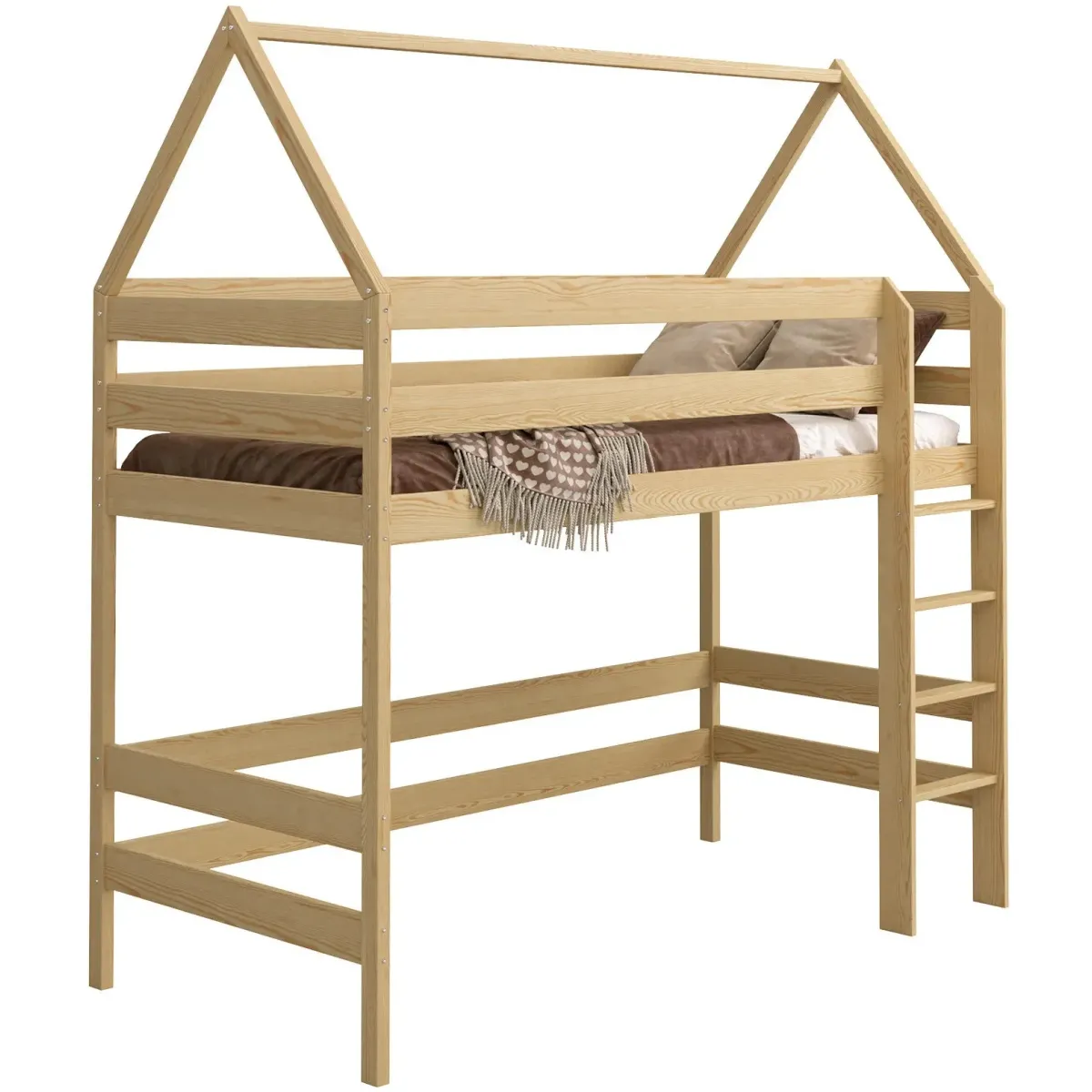 Łóżko drewniane antresola DOMEK sosna MEBLE WRÓBEL