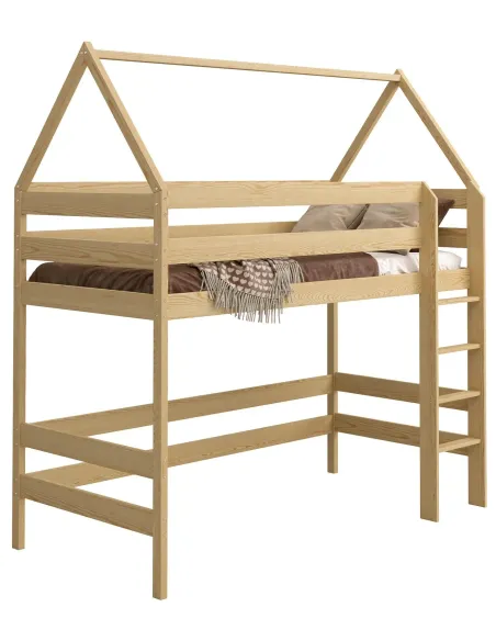 Łóżko drewniane antresola DOMEK sosna MEBLE WRÓBEL