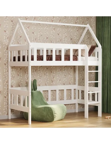 Łóżko drewniane antresola CHWAT biały MEBLE WRÓBEL