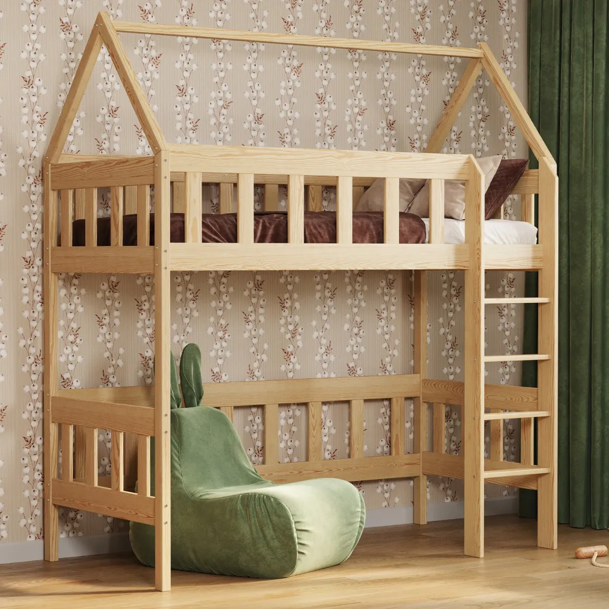 Łóżko drewniane antresola CHWAT sosna MEBLE WRÓBEL