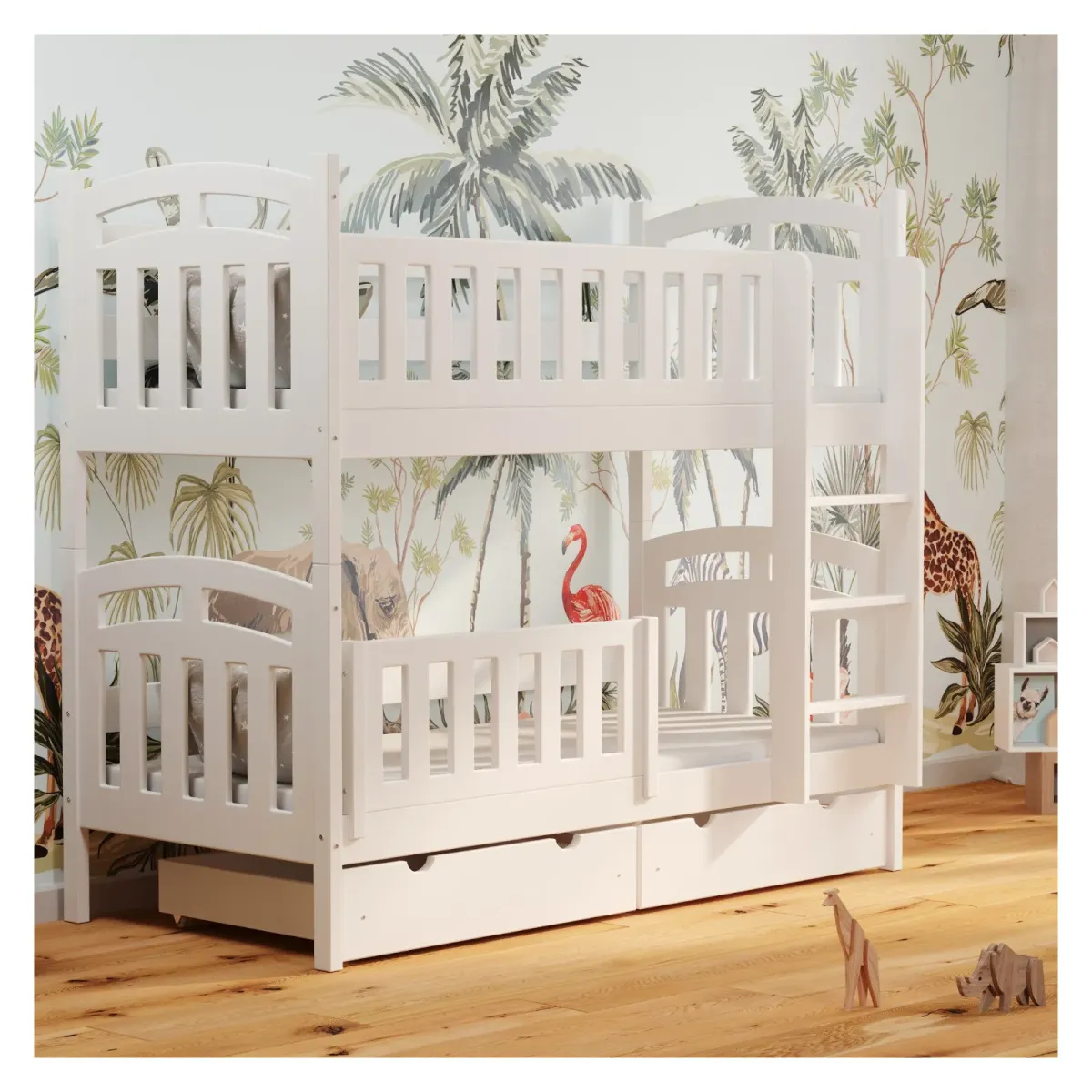 Łóżko drewniane piętrowe ZUZIA biały MEBLE WRÓBEL