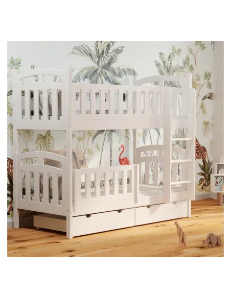 Łóżko drewniane piętrowe ZUZIA biały MEBLE WRÓBEL