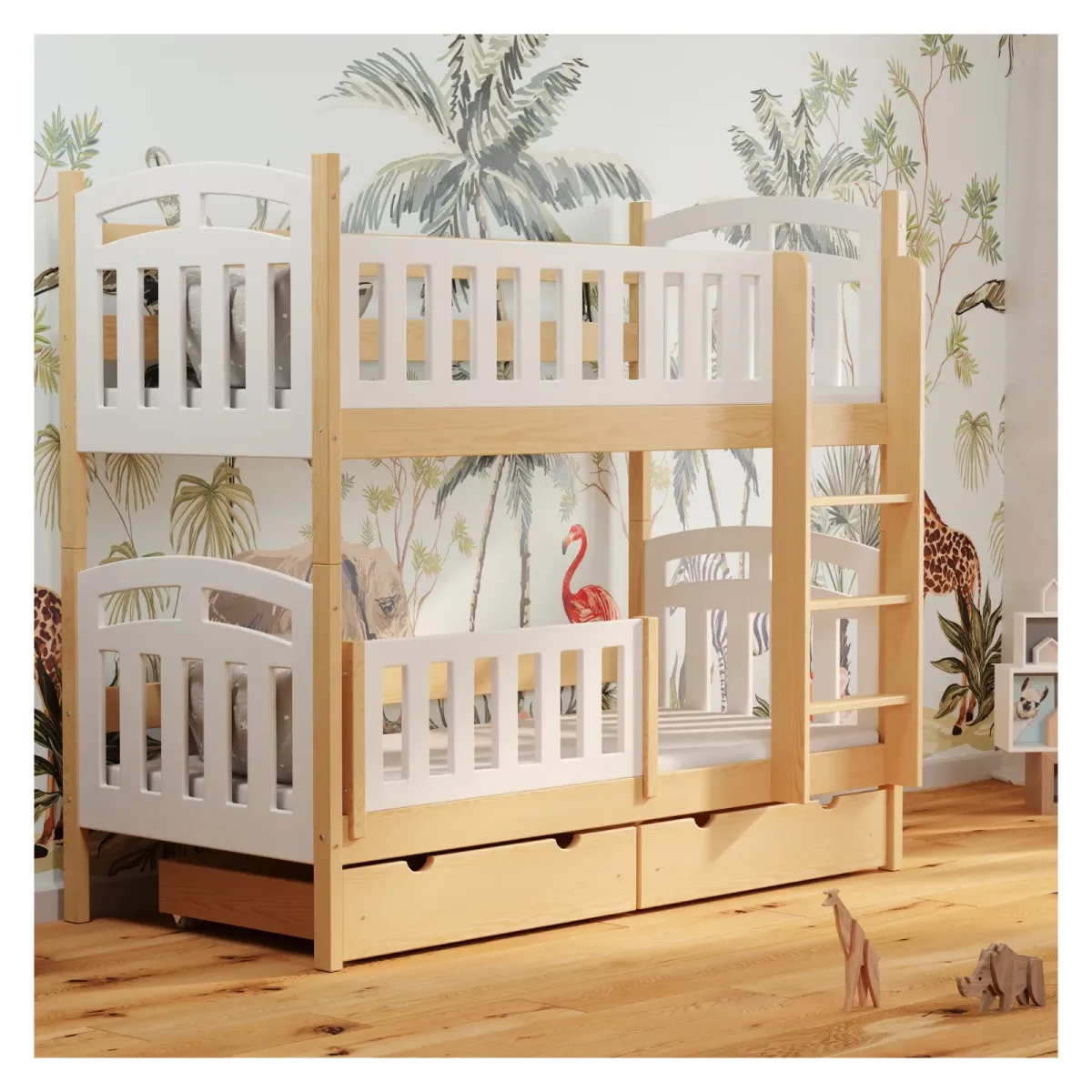 Łóżko drewniane piętrowe ZUZIA sosna MEBLE WRÓBEL
