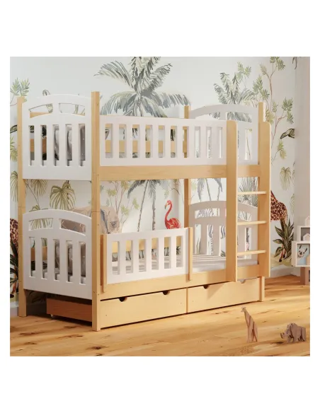 Łóżko drewniane piętrowe ZUZIA sosna MEBLE WRÓBEL