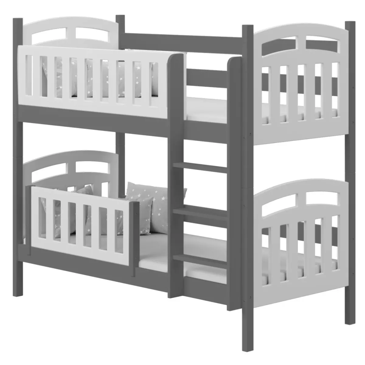 Łóżko drewniane piętrowe ZUZIA szary MEBLE WRÓBEL