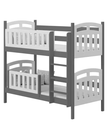 Łóżko drewniane piętrowe ZUZIA szary MEBLE WRÓBEL