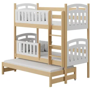 Łóżko drewniane piętrowe ZUZIA z wysuwem sosna MEBLE WRÓBEL