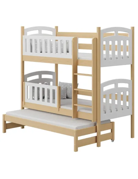 Łóżko drewniane piętrowe ZUZIA z wysuwem sosna MEBLE WRÓBEL
