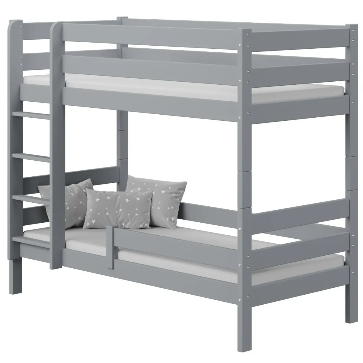 Łóżko drewniane piętrowe GAGATEK LUX szary MEBLE WRÓBEL