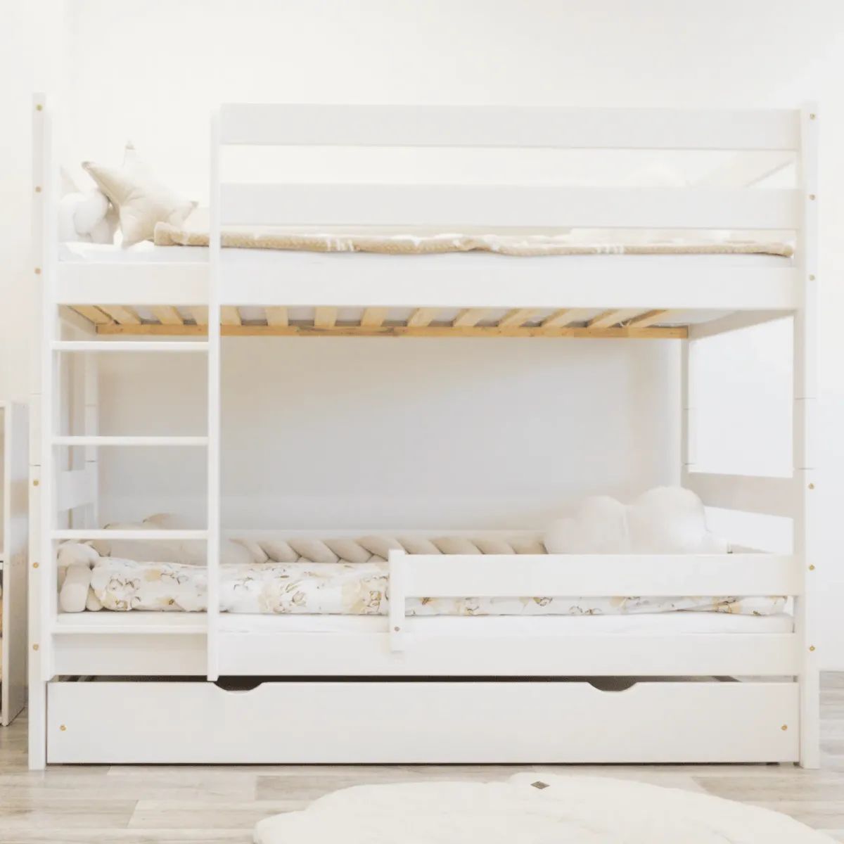 Łóżko drewniane piętrowe GAGATEK LUX biały MEBLE WRÓBEL