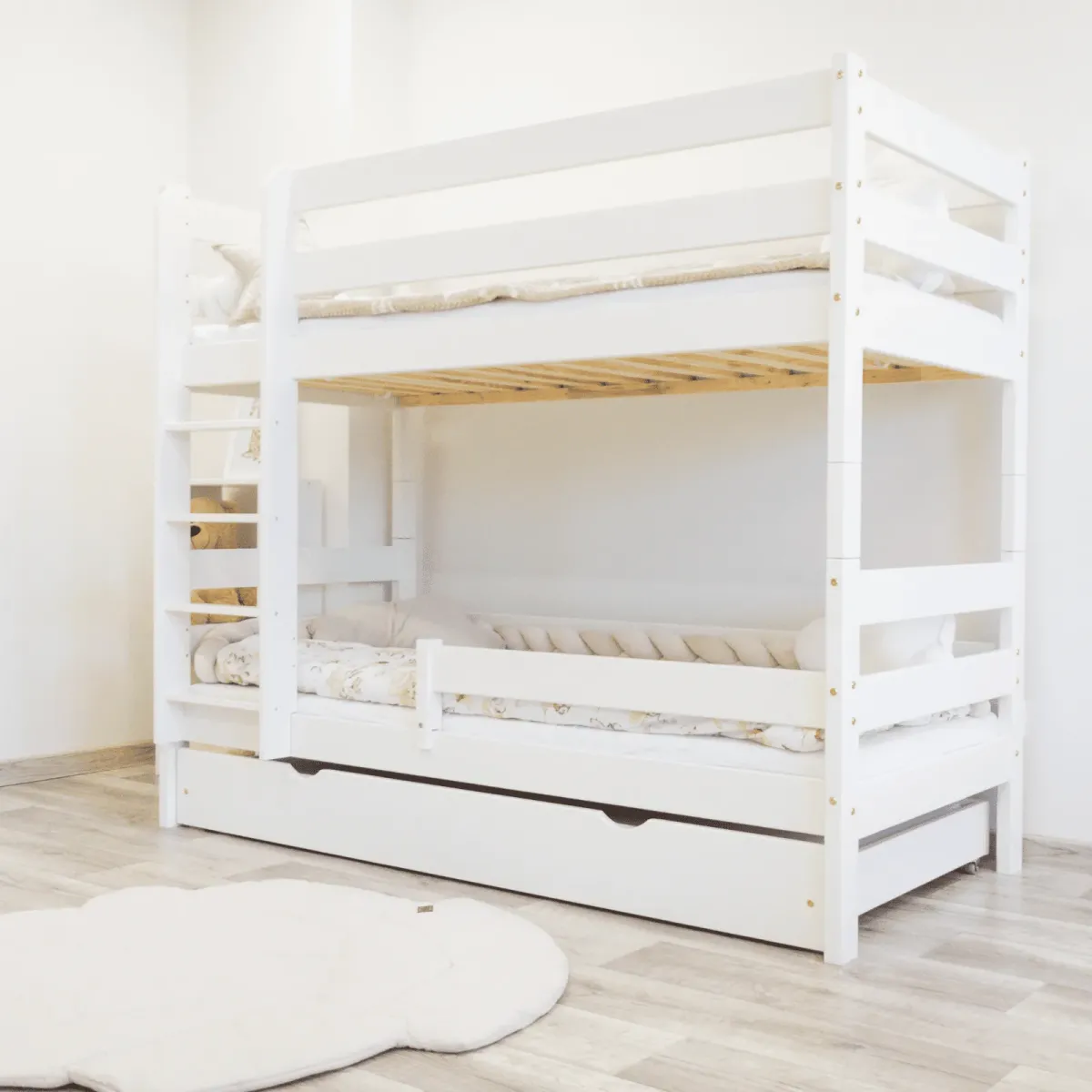 Łóżko drewniane piętrowe GAGATEK LUX biały MEBLE WRÓBEL