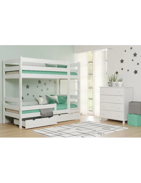 Łóżko drewniane piętrowe GAGATEK LUX biały MEBLE WRÓBEL