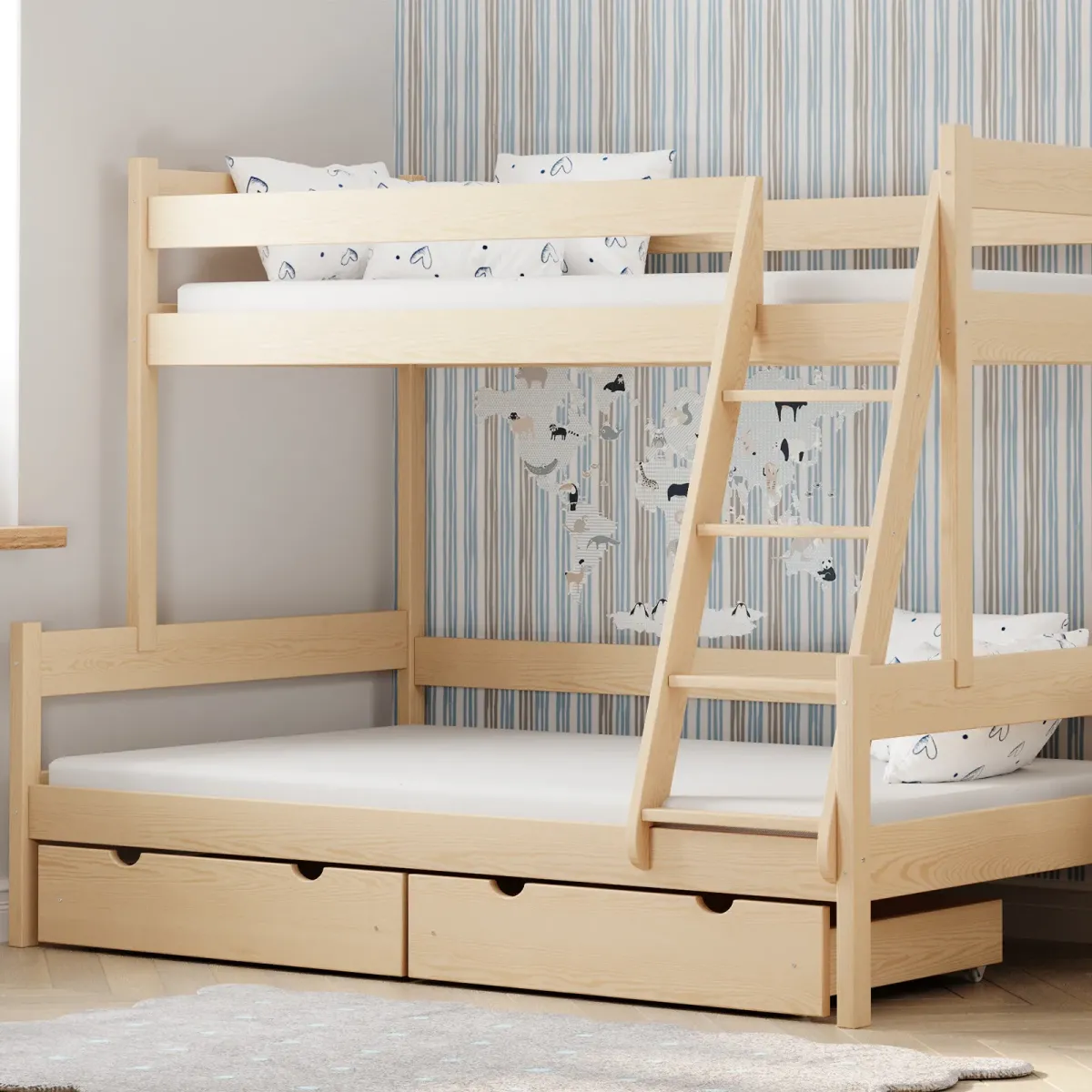 Łóżko drewniane piętrowe FAMILIJNE sosna MEBLE WRÓBEL