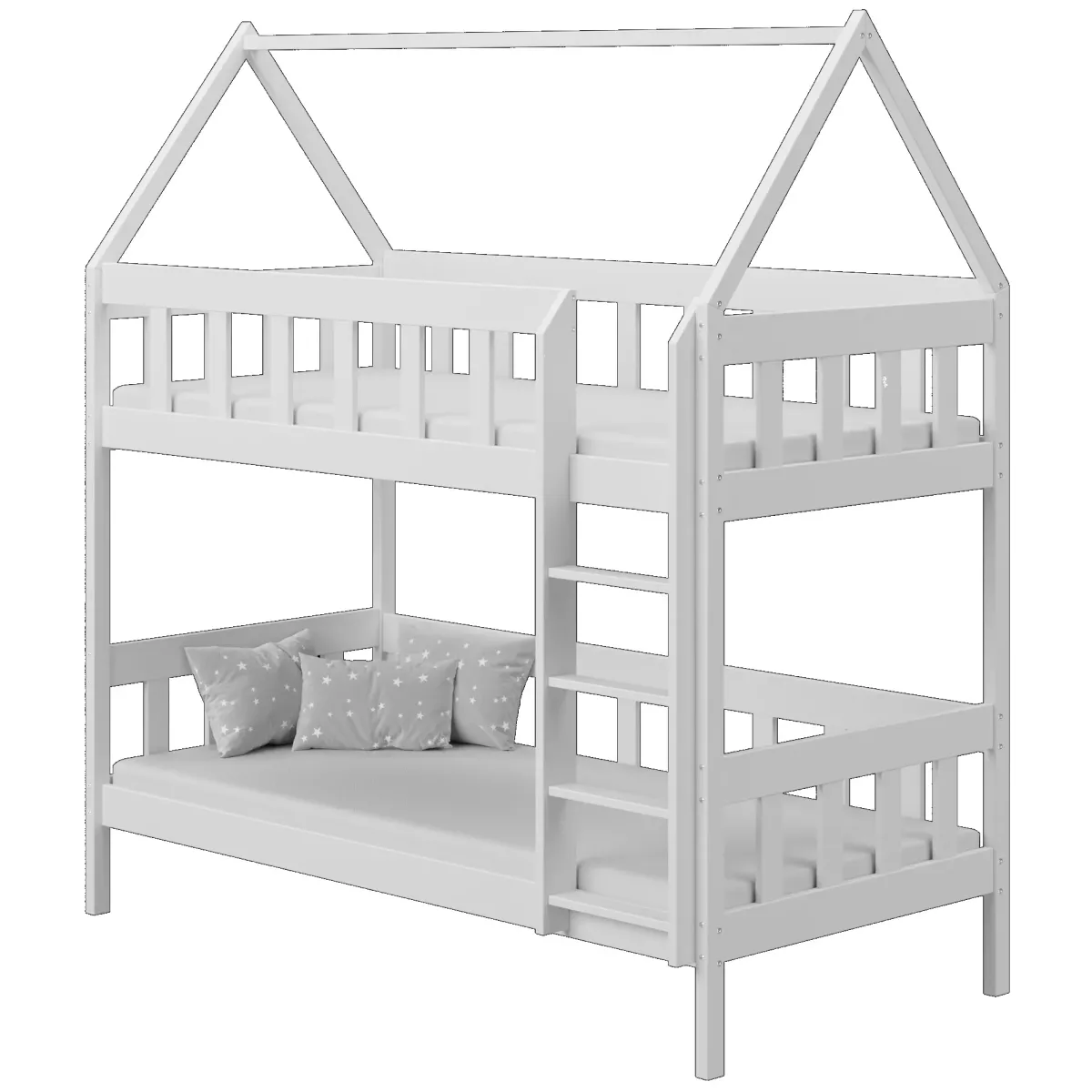 Łóżko drewniane piętrowe DOMEK CHWAT biały MEBLE WRÓBEL