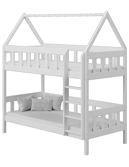 Łóżko drewniane piętrowe DOMEK CHWAT biały MEBLE WRÓBEL