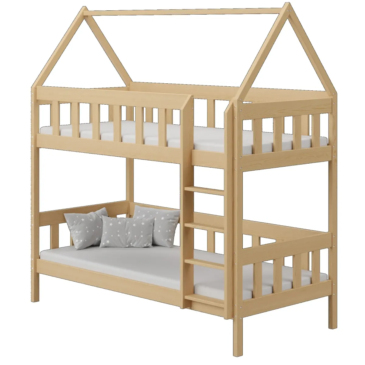 Łóżko drewniane piętrowe DOMEK CHWAT sosna MEBLE WRÓBEL