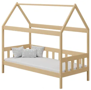 Łóżko drewniane pojedyncze DOMEK SKRZAT sosna MEBLE WRÓBEL