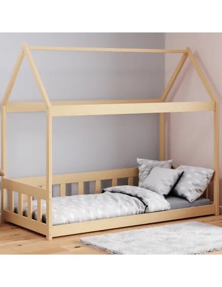 Łóżko drewniane pojedyncze DOMEK BRAT sosna MEBLE WRÓBEL