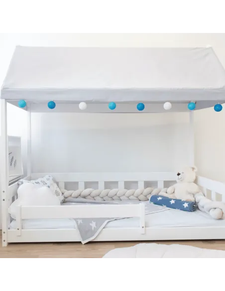 Łóżko drewniane pojedyncze DOMEK BRAT biały MEBLE WRÓBEL