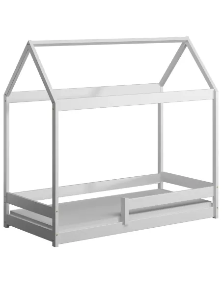 Łóżko drewniane pojedyncze DOMEK MIŚ biały MEBLE WRÓBEL