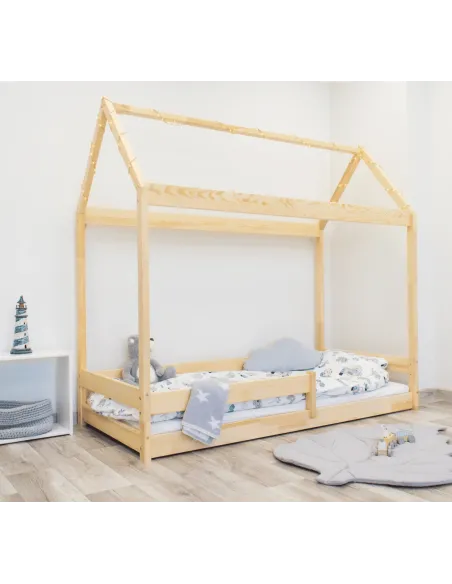 Łóżko drewniane pojedyncze DOMEK MIŚ sosna MEBLE WRÓBEL