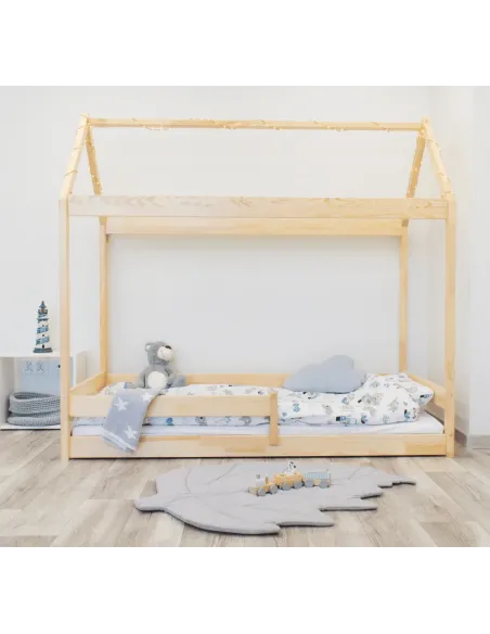 Łóżko drewniane pojedyncze DOMEK MIŚ sosna MEBLE WRÓBEL