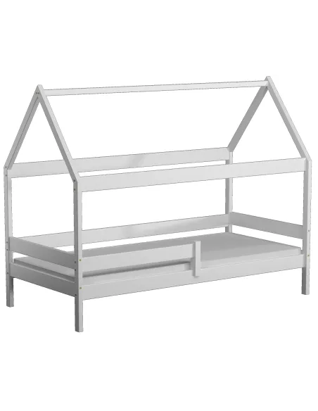 Łóżko drewniane pojedyncze DOMEK PLUS biały MEBLE WRÓBEL