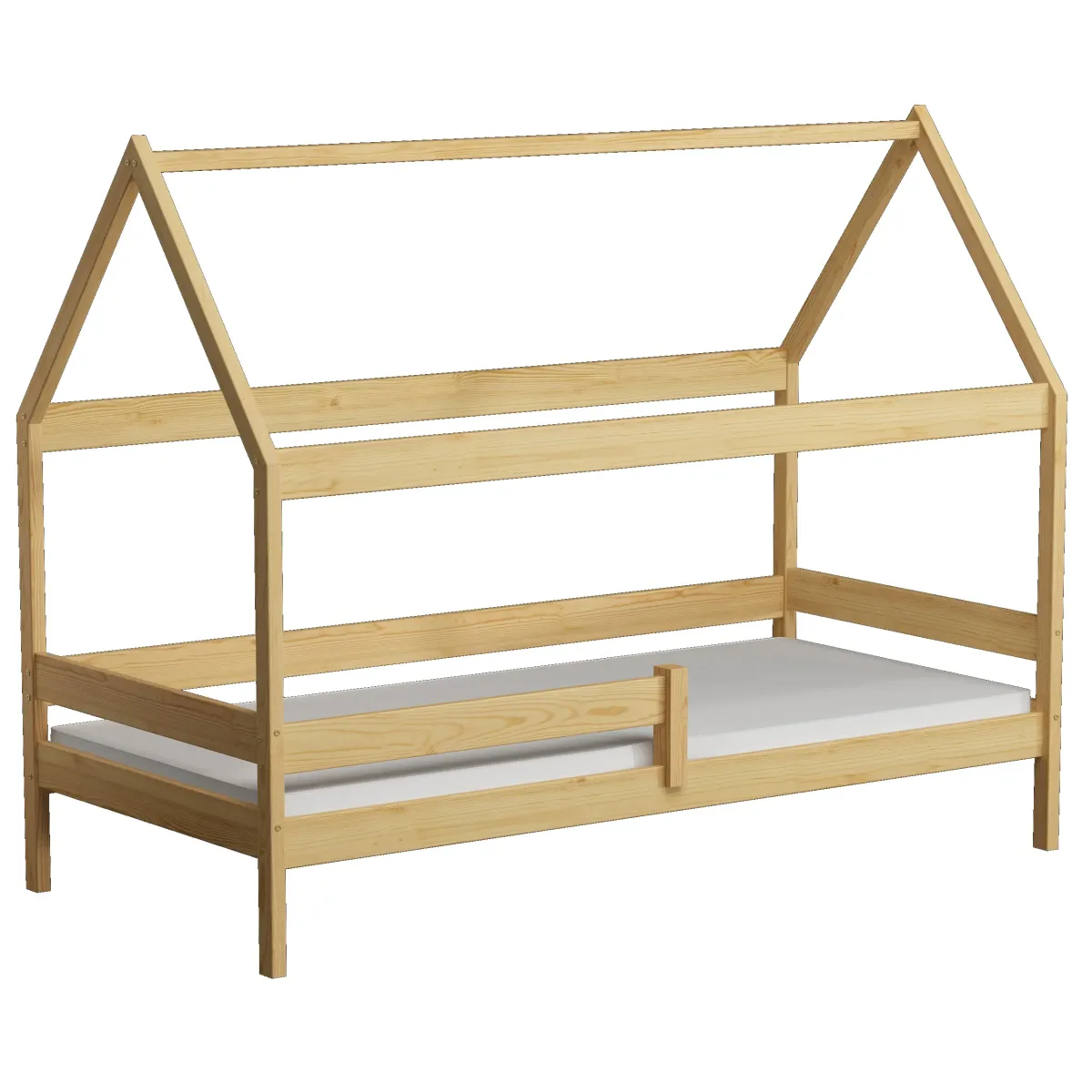 Łóżko drewniane pojedyncze DOMEK PLUS sosna MEBLE WRÓBEL