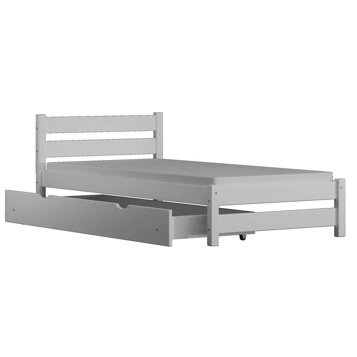 Łóżko drewniane pojedyncze KARO biały MEBLE WRÓBEL