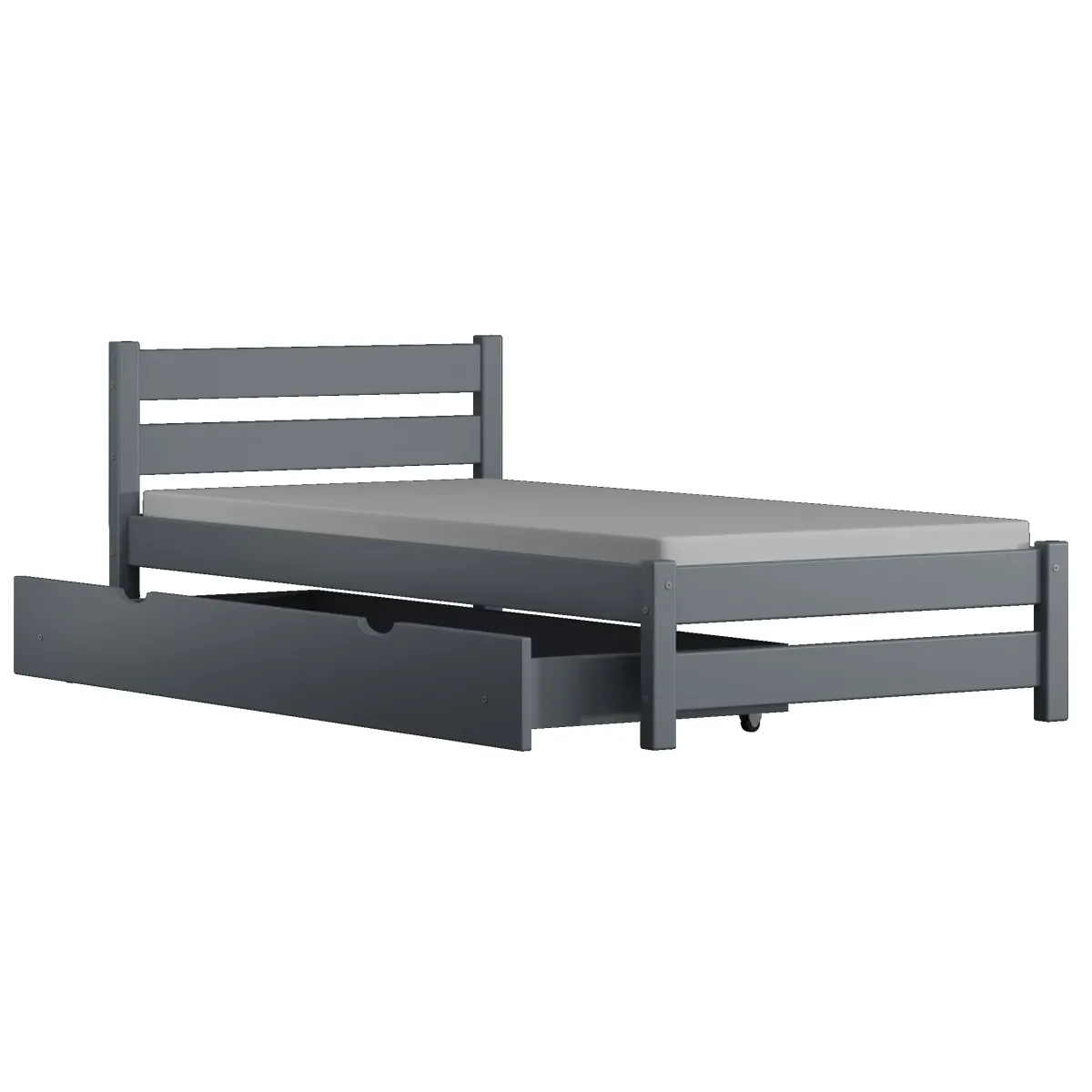 Łóżko drewniane pojedyncze KARO szary MEBLE WRÓBEL