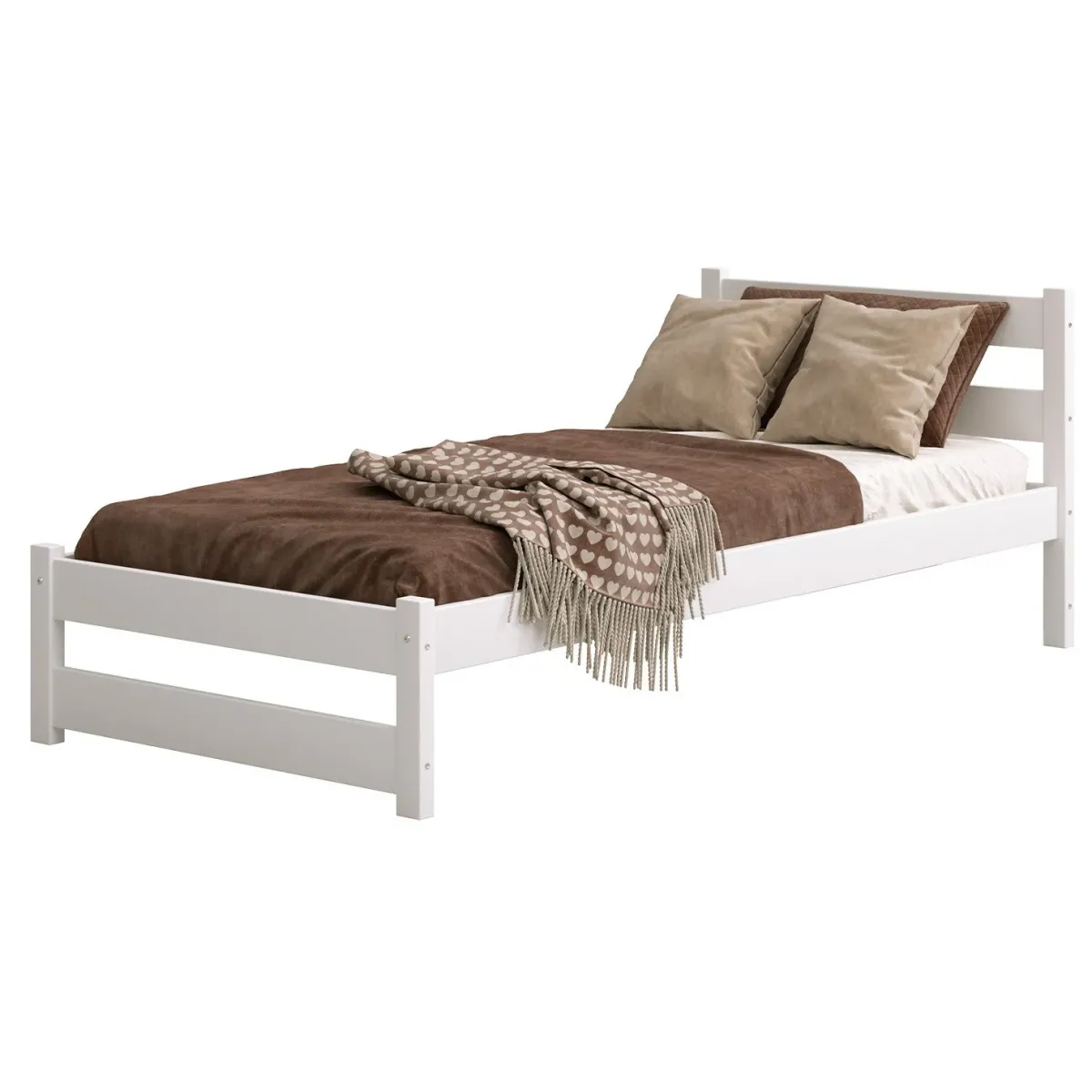 Łóżko drewniane pojedyncze KARO biały MEBLE WRÓBEL