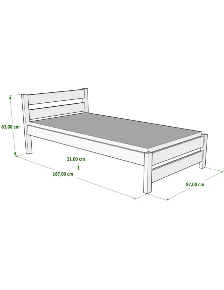 Łóżko drewniane pojedyncze KARO wymiary MEBLE WRÓBEL