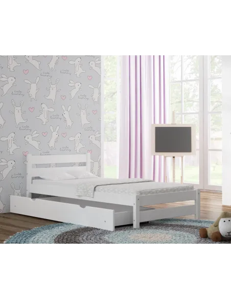 Łóżko drewniane pojedyncze KARO biały MEBLE WRÓBEL