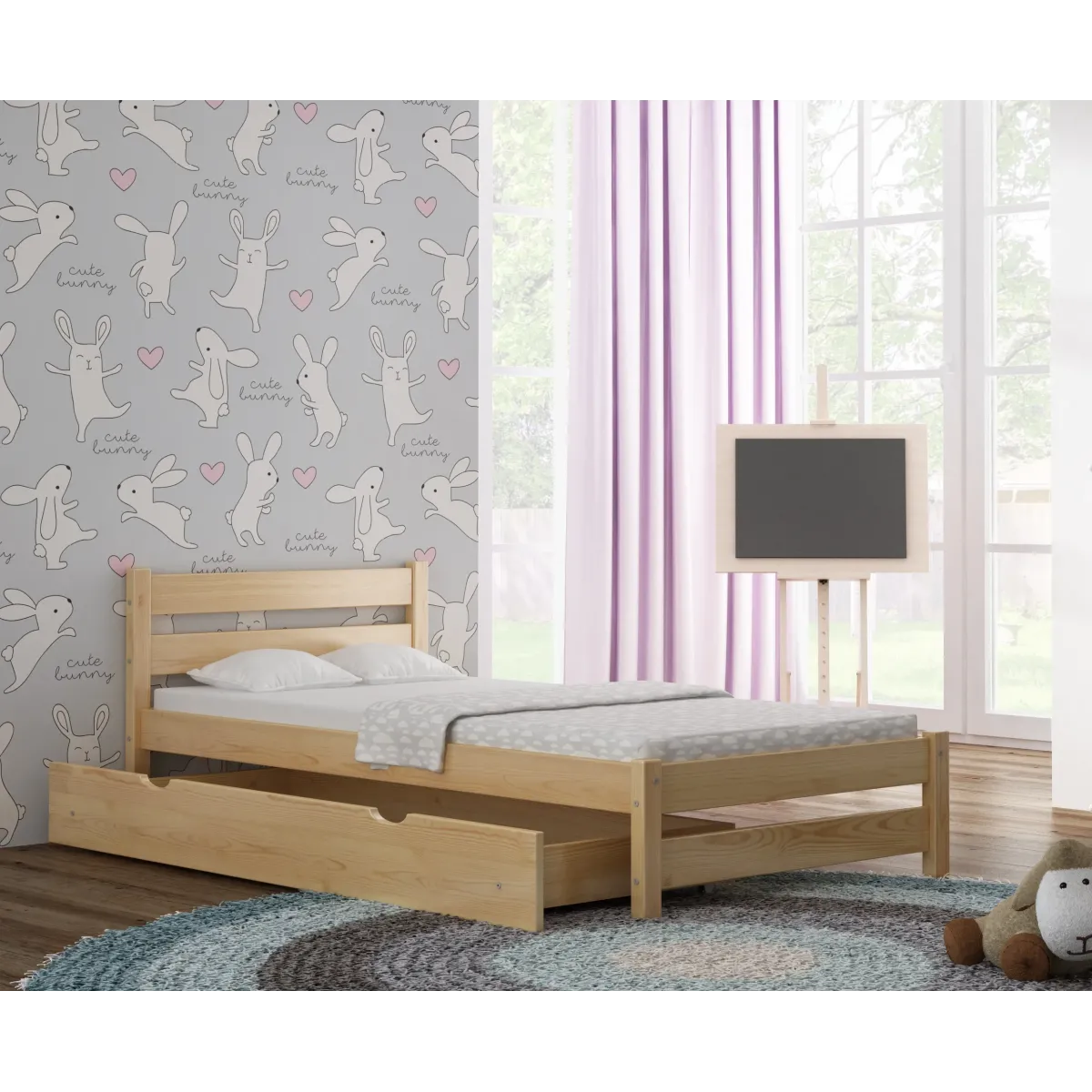 Łóżko drewniane pojedyncze KARO sosnaMEBLE WRÓBEL