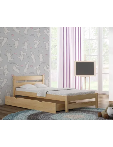 Łóżko drewniane pojedyncze KARO sosnaMEBLE WRÓBEL