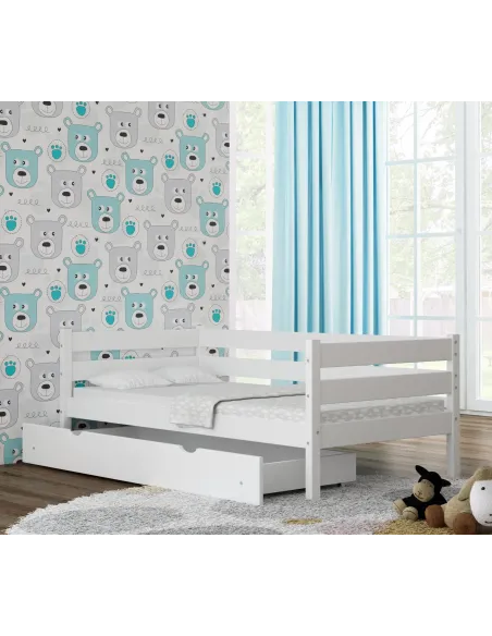 Łóżko drewniane pojedyncze KARO Z biały MEBLE WRÓBEL