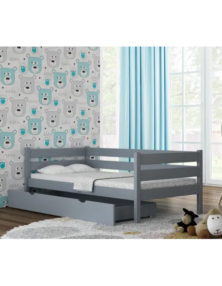 Łóżko drewniane pojedyncze KARO Z szary MEBLE WRÓBEL
